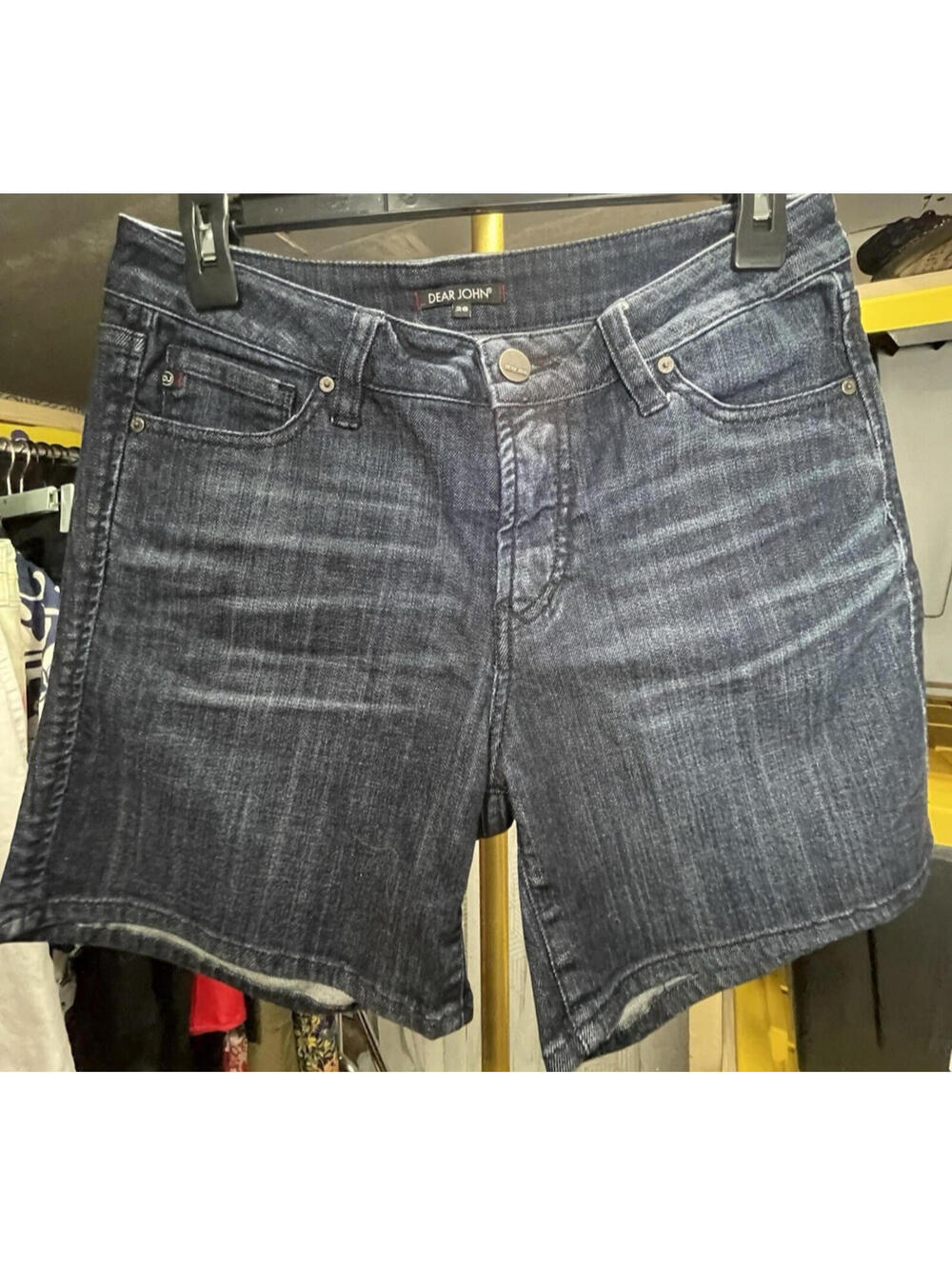 DEAR JOHN Women's Size 28 Denim Shorts Dark Wash Blue Mid Rise 5-Pocket